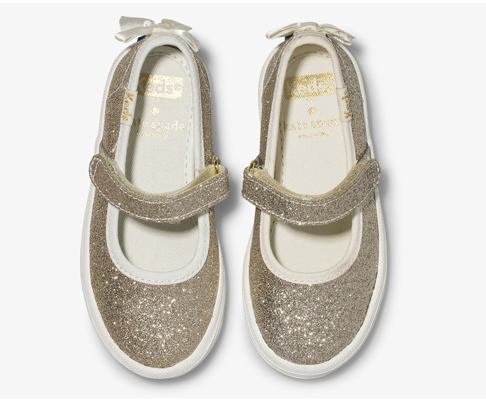 Slip Ons Keds Niños Doradas - Kate Spade New York Sloane Mj Glitter - 632-XBUIHM